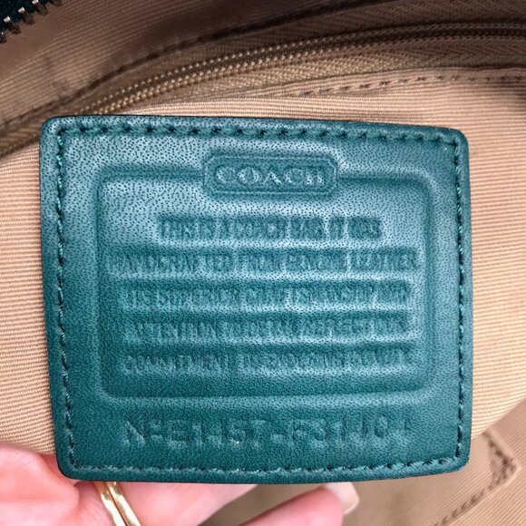 Coach Green Leather Peyton LIN C Embossed Zip Tote Bag F31404 - Picture 11 of 12